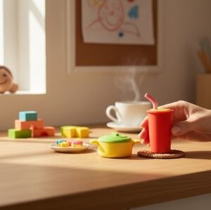 (Lot Of 2) Miniature 1" 3D Erasers DIY Puzzle Creative Brand Dish Variety Pack.